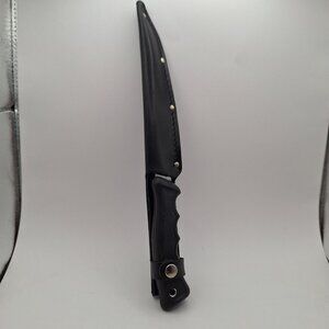 VINTAGE RADA CUTLERY FILET W/LEATHER SHEATH AND RUBBER HANDLE 12" OVERALL